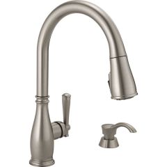 Delta Charmaine Stainless Single Handle Pull-Down Kitchen Faucet with Soap Dispenser