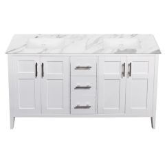 California 60" White Double Vanity - Choose Your Top