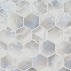 Akoya Pearl 3 Hexagon Mosaic Glass Tile"