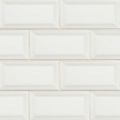 Glossy White Bevel Subway Pattern Mosaic Tile