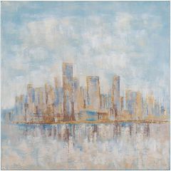 City Brushed with Blue Acrylic Painting