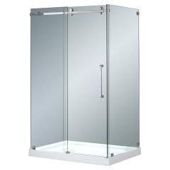 48" Stainless Steel Frameless Shower Enclosure