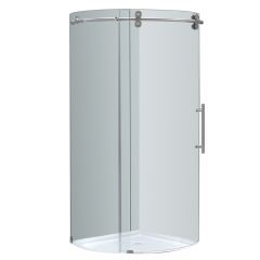 36" Stainless Steel Frameless Bypass Round Shower Enclosure