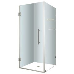 SEN993 Stainless Steel Frameless Square Shower Enclosure w/ Shelves